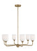 Generation Lighting Emile 6-Light Chandelier In Satin Bronze With Etched White Glass Shades (GLC1096SB)