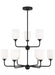 Generation Lighting Emile 9-Light Chandelier In Midnight Black With Etched White Glass Shades (GLC1109MBK)