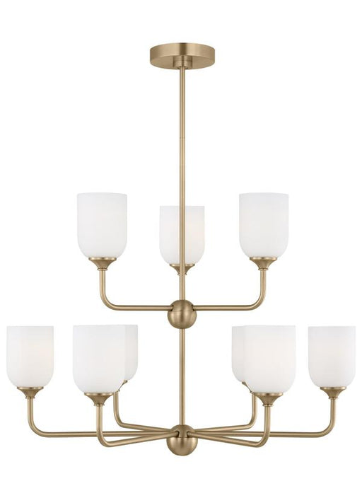 Generation Lighting Emile 9-Light Chandelier In Satin Bronze With Etched White Glass Shades (GLC1109SB)