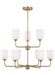 Generation Lighting Emile 9-Light Chandelier In Satin Bronze With Etched White Glass Shades (GLC1109SB)