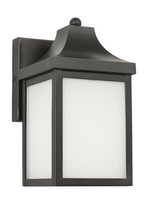 Generation Lighting Saybrook 1-Light Outdoor Wall Lantern In Midnight Black With Clear Glass Shades And Smooth White Glass Shades (GLO1001ANBZ)