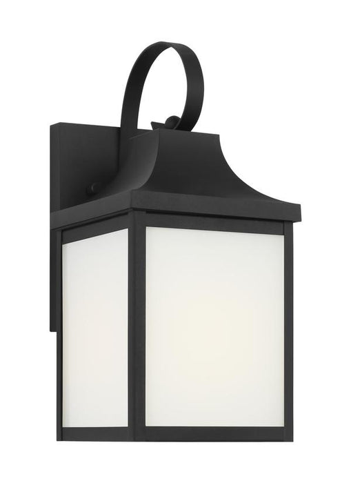 Generation Lighting Saybrook 1-Light Outdoor Wall Lantern In Midnight Black With Clear Glass Shades And Smooth White Glass Shades (GLO1011TXB)