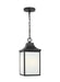 Generation Lighting Saybrook 1-Light Outdoor Ceiling Pendant In Midnight Black With Clear Glass Shades And Smooth White Glass Shades (GLO1041TXB)