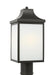 Generation Lighting Saybrook 1-Light Outdoor Post Lantern In Satin Bronze With Clear Glass Shades And Smooth White Glass Shades (GLO1051ANBZ)