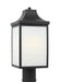 Generation Lighting Saybrook 1-Light Outdoor Post Lantern In Brushed Steel Silver With Clear Glass Shades And Smooth White Glass Shades (GLO1051TXB)