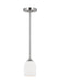 Generation Lighting Emile 1-Light Ceiling Pendant In Brushed Steel With Etched White Glass Shade (GLP1021BS)