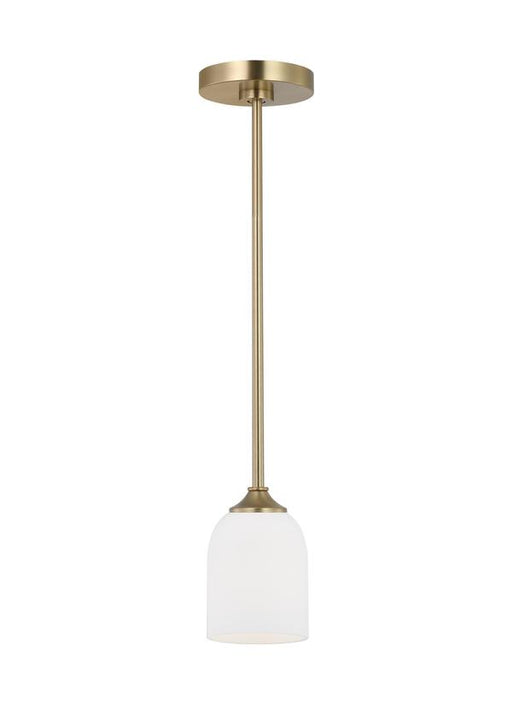 Generation Lighting Emile 1-Light Ceiling Pendant In Satin Bronze With Etched White Glass Shade (GLP1021SB)