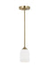 Generation Lighting Emile 1-Light Ceiling Pendant In Satin Bronze With Etched White Glass Shade (GLP1021SB)