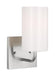 Generation Lighting Rhett 1-Light Bath Vanity Wall Sconce In Brushed Steel With Glass Shade (GLV1001BS)