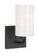 Generation Lighting Rhett 1-Light Bath Vanity Wall Sconce In Midnight Black With Glass Shade (GLV1001MBK)