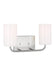 Generation Lighting Rhett 2-Light Bath Vanity Wall Sconce In Brushed Steel With Painted White Inside Glass Shades (GLV1002BS)