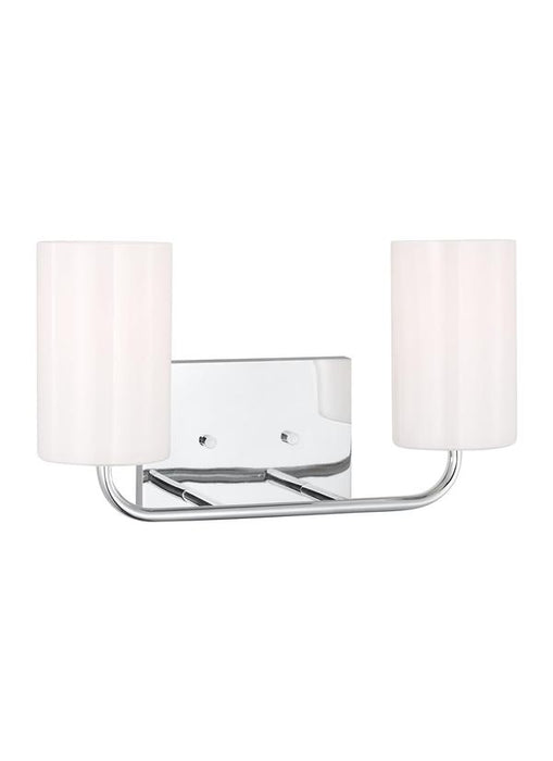 Generation Lighting Rhett 2-Light Bath Vanity Wall Sconce In Chrome With Painted White Inside Glass Shades (GLV1002CH)