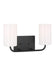 Generation Lighting Rhett 2-Light Bath Vanity Wall Sconce In Midnight Black With Painted White Inside Glass Shades (GLV1002MBK)