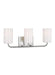 Generation Lighting Rhett 3-Light Bath Vanity Wall Sconce In Brushed Steel With Painted White Inside Glass Shades (GLV1003BS)