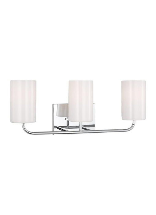 Generation Lighting Rhett 3-Light Bath Vanity Wall Sconce In Chrome With Painted White Inside Glass Shades (GLV1003CH)