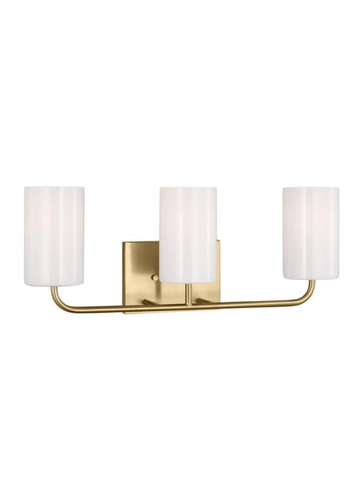 Generation Lighting Rhett 3-Light Bath Vanity Wall Sconce In Satin Bronze With Painted White Inside Glass Shades (GLV1003SB)