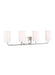 Generation Lighting Rhett 4-Light Bath Vanity Wall Sconce In Brushed Steel With Painted White Inside Glass Shades (GLV1004BS)