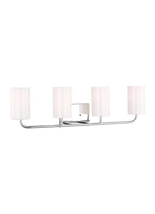 Generation Lighting Rhett 4-Light Bath Vanity Wall Sconce In Chrome With Painted White Inside Glass Shades (GLV1004CH)