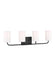 Generation Lighting Rhett 4-Light Bath Vanity Wall Sconce In Midnight Black With Painted White Inside Glass Shades (GLV1004MBK)