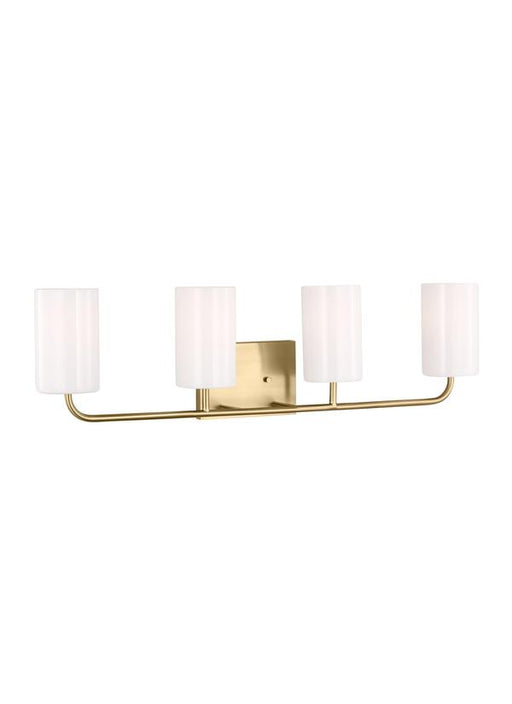 Generation Lighting Rhett 4-Light Bath Vanity Wall Sconce In Satin Bronze With Painted White Inside Glass Shades (GLV1004SB)