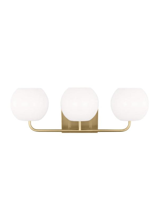 Generation Lighting Rory 3-Light Bath Vanity Wall Sconce In Polished Nickel Silver With Opal Glass Shades (GLV1013SB)