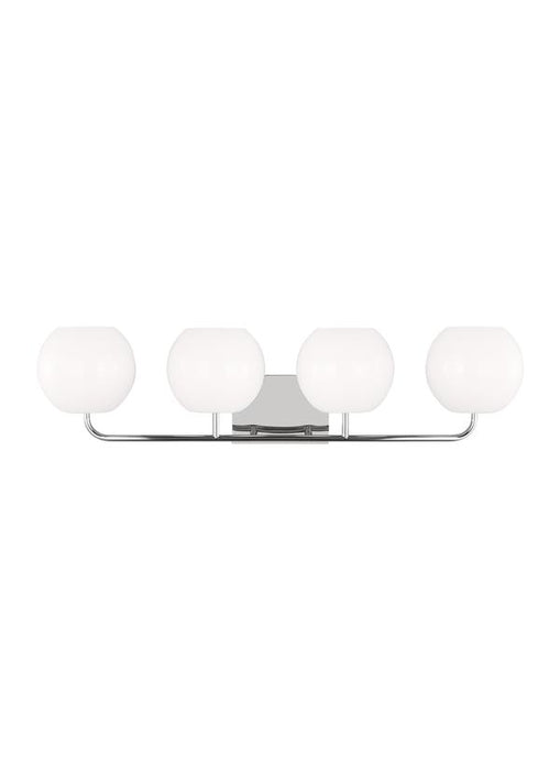 Generation Lighting Rory 4-Light Bath Vanity Wall Sconce In Midnight Black With Opal Glass Shades (GLV1014CH)