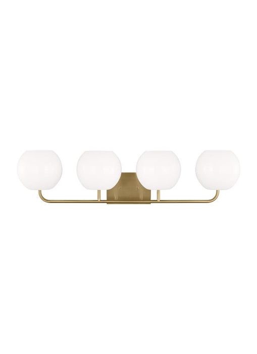 Generation Lighting Rory 4-Light Bath Vanity Wall Sconce In Burnished Brass With Opal Glass Shades (GLV1014SB)