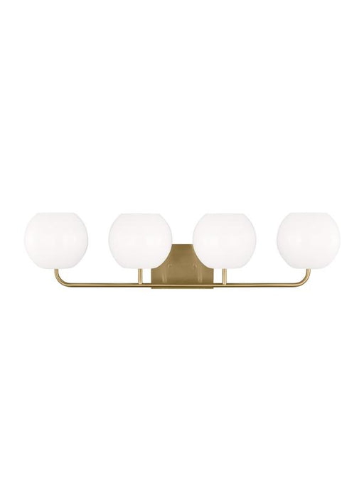 Generation Lighting Rory 4-Light Bath Vanity Wall Sconce In Burnished Brass With Opal Glass Shades (GLV1014SB)