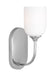 Generation Lighting Emile 1-Light Bath Vanity Wall Sconce In Chrome With Etched White Glass Shade (GLV1021CH)