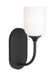 Generation Lighting Emile 1-Light Bath Vanity Wall Sconce In Midnight Black With Etched White Glass Shade (GLV1021MBK)