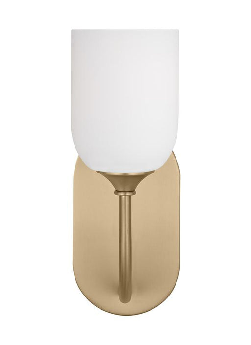 Generation Lighting Emile 1-Light Bath Vanity Wall Sconce In Satin Bronze With Etched White Glass Shade (GLV1021SB)