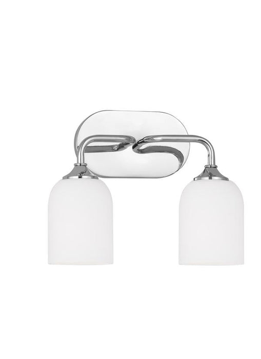 Generation Lighting Emile 2-Light Bath Vanity Wall Sconce In Chrome With Etched White Glass Shades (GLV1022CH)