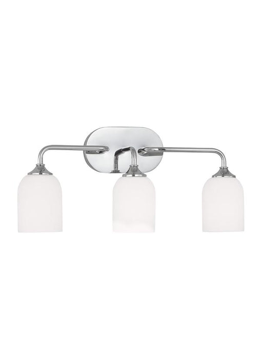 Generation Lighting Emile 3-Light Bath Vanity Wall Sconce In Chrome With Etched White Glass Shades (GLV1023CH)