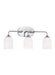 Generation Lighting Emile 3-Light Bath Vanity Wall Sconce In Chrome With Etched White Glass Shades (GLV1023CH)