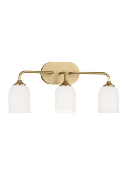 Generation Lighting Emile 3-Light Bath Vanity Wall Sconce In Satin Bronze With Etched White Glass Shades (GLV1023SB)