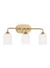 Generation Lighting Emile 3-Light Bath Vanity Wall Sconce In Satin Bronze With Etched White Glass Shades (GLV1023SB)