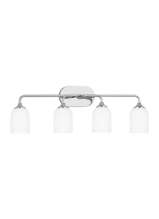 Generation Lighting Emile 4-Light Bath Vanity Wall Sconce In Chrome With Etched White Glass Shades (GLV1024CH)