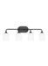 Generation Lighting Emile 4-Light Bath Vanity Wall Sconce In Midnight Black With Etched White Glass Shades (GLV1024MBK)