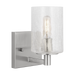 Generation Lighting Parker 1-Light Energy Star-Rated Bath Vanity Wall Sconce In Brushed Steel Finish With Clear Crackle Glass Shade(GLV1031EN/BS)