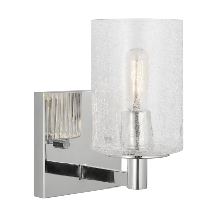 Generation Lighting Parker 1-Light Energy Star-Rated Bath Vanity Wall Sconce In Chrome Finish With Clear Crackle Glass Shade(GLV1031EN/CH)