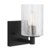 Generation Lighting Parker 1-Light Energy Star-Rated Bath Vanity Wall Sconce In Midnight Black Finish With Clear Crackle Glass Shade(GLV1031EN/MBK)