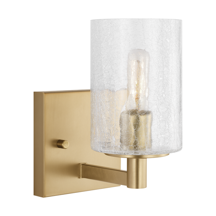 Generation Lighting Parker 1-Light Bath Vanity Wall Sconce In Satin Bronze Finish With Clear Crackle Glass Shade(GLV1031SB)