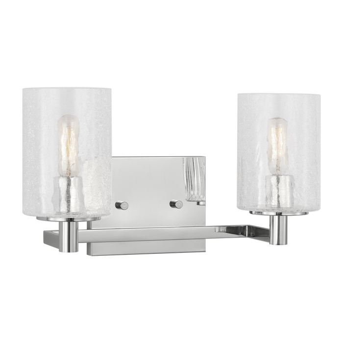 Generation Lighting Parker 2-Light Bath Vanity Wall Sconce In Chrome Finish With Clear Crackle Glass Shades(GLV1032CH)