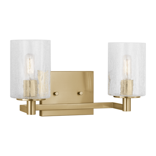 Generation Lighting Parker 2-Light Bath Vanity Wall Sconce In Satin Bronze Finish With Clear Crackle Glass Shades(GLV1032SB)