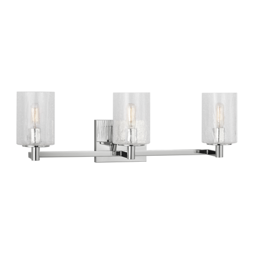 Generation Lighting Parker 3-Light Energy Star-Rated Bath Vanity Wall Sconce In Chrome Finish With Clear Crackle Glass Shades(GLV1033EN/CH)