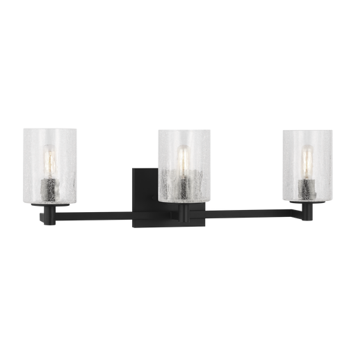 Generation Lighting Parker 3-Light Energy Star-Rated Bath Vanity Wall Sconce In Midnight Black Finish With Clear Crackle Glass Shades(GLV1033EN/MBK)