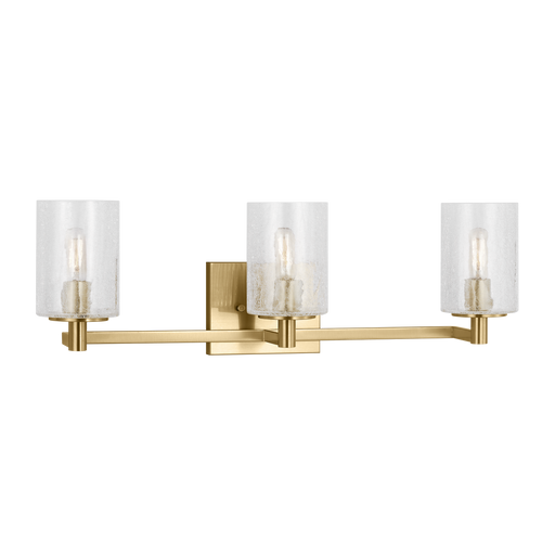 Generation Lighting Parker 3-Light Bath Vanity Wall Sconce In Satin Bronze Finish With Clear Crackle Glass Shades(GLV1033SB)