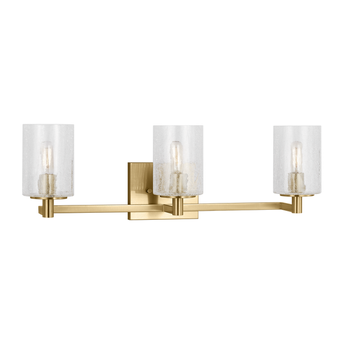 Generation Lighting Parker 3-Light Bath Vanity Wall Sconce In Satin Bronze Finish With Clear Crackle Glass Shades(GLV1033SB)