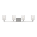 Generation Lighting Parker 4-Light Bath Vanity Wall Sconce In Brushed Steel Finish With Clear Crackle Glass Shades(GLV1034BS)