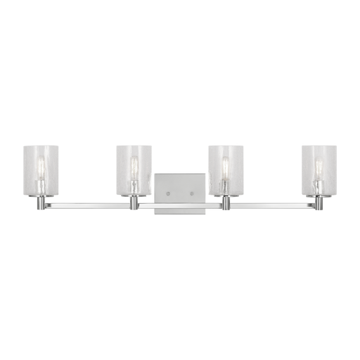 Generation Lighting Parker 4-Light Bath Vanity Wall Sconce In Chrome Finish With Clear Crackle Glass Shades(GLV1034CH)